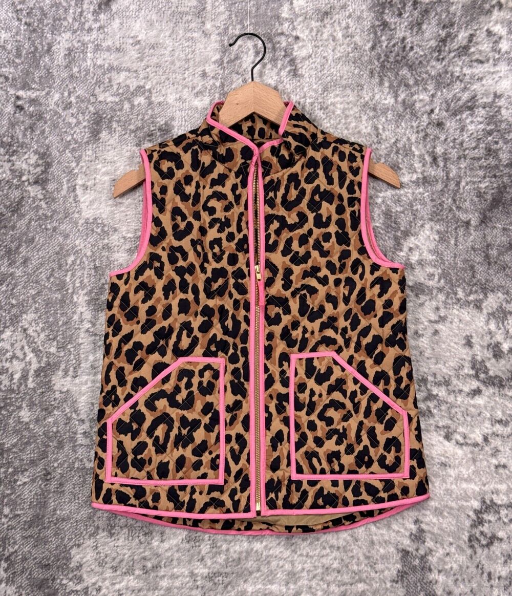 New Crewcuts Vest 12 Girls Leopard Quilted Full Zip J Crew Kids
